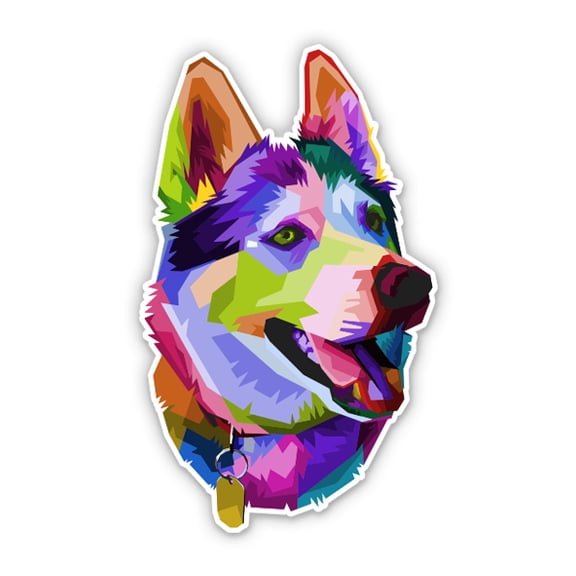 Husky Colorful Pop Art - 3" Vinyl Sticker - For Car Laptop Water Bottle Phone - Waterproof Decal