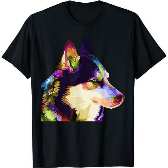Husky Colorful Pop Art Portrait For Dog Owners Chukcha Sibe T-Shirt