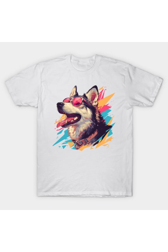 Husky Cute Siberian Sled Puppy Arctic Pet Portrait Sketch Unisex T-Shirt, for men & women, up to size 5XL