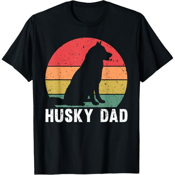 Husky Dad Art For Father Men Husky Lover Siberian Husky Dog T-Shirt men and women can wear,black,white,creative gift