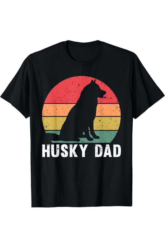 Husky Dad Art For Father Men Husky Lover Siberian Husky Dog Version Three T-Shirt