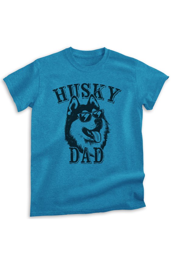 Husky Dad T-shirt, Unisex Men's Shirt, Siberian Husky Owner, Best Dog Dad Gift, Heather Blue, Small