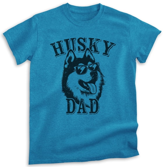 Husky Dad T-shirt, Unisex Men's Shirt, Siberian Husky Owner, Best Dog Dad Gift, Heather Blue, XX-Large