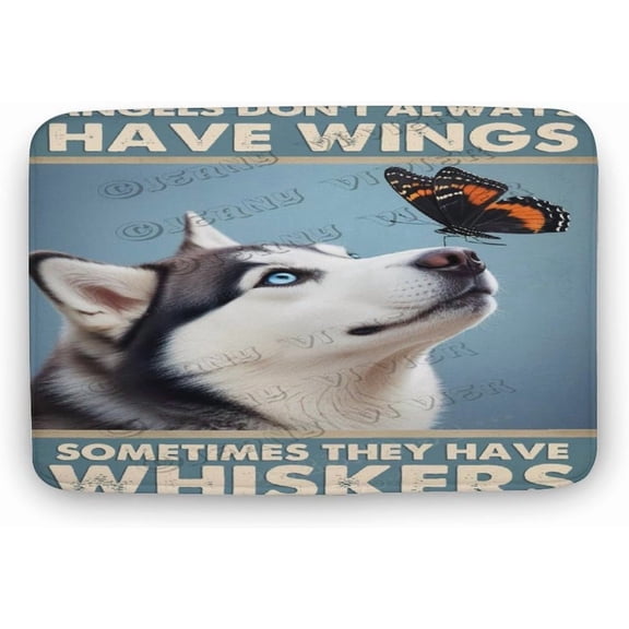 Husky Dog Bath Rug for Bathroom,Tub, Shower, and Sink, Soft Plush Microfiber Absorbent Non-Slip Floor Mat, 16 x 24 in
