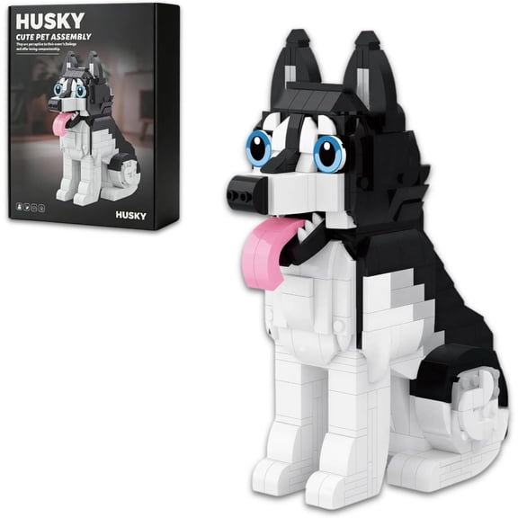 Husky Dog Building Blocks Set for Adults, Cute Puppy Building Toy with Hidden Storage Box, 653 Pieces Animal Pet Collectible Model for Home Decor Ideal Gifts for Teens Dog Lovers