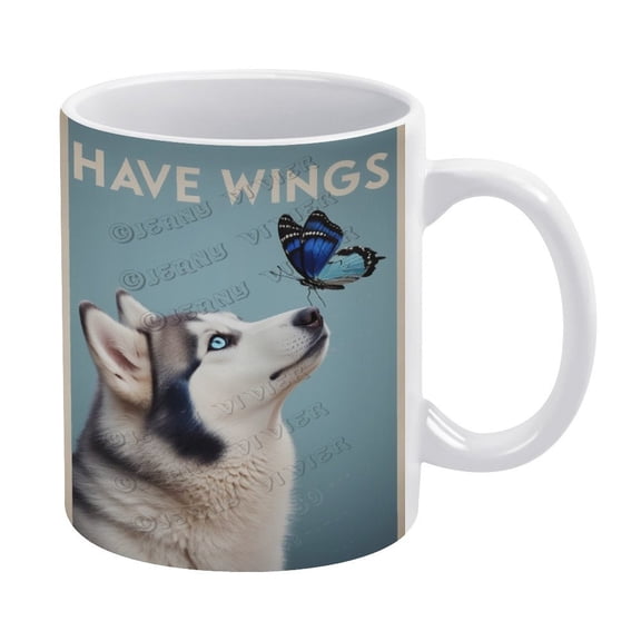 Husky Dog Ceramic Coffee Mug Tea Cup, Dog Gift for Dog Dad 11 oz