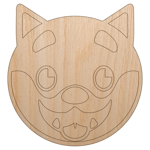 Husky Dog Face Excited Wood Shape Unfinished Piece Cutout Craft DIY Projects - 4.70 Inch Size - 1/8 Inch Thick