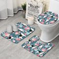 thumbnail image 1 of Husky Dog Flower Floral Bathroom Rugs Sets 3 Piece,Toilet Cover Set,Absorbent Non Slip Bathroom Mats Sets with U-Shaped Contour Rug Toilet Rug Set, 1 of 5