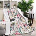 thumbnail image 1 of Husky Dog Flower Floral Blanket,Comfortable Soft Flannel Throw Blanket,All Season,Warm Lightweight Blankets for Sofa Bed Couch Living Room Chair,40"x50"(100x130cm), 1 of 4