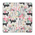 thumbnail image 1 of Husky Dog Flower Floral Square Fitted Tablecloth with Elastic Edge,Square Table Cover,Washable Elastic Table Cover for Home Kitchen Party Decor 34"x34", 1 of 6
