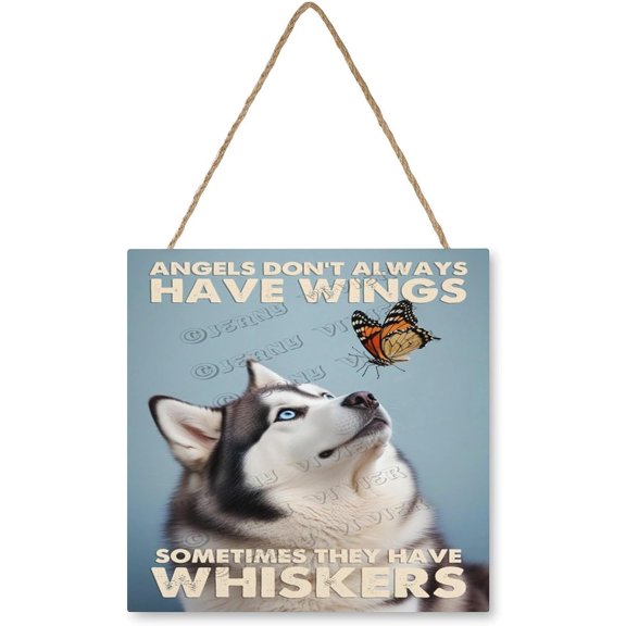 Husky Dog Hanging Wood Wall Decor - Funny Dog Sign for Home Decorating Wooden Decor Sign Office/Farmhouse Decor, Dog Lovers Gift 12x12 Inches