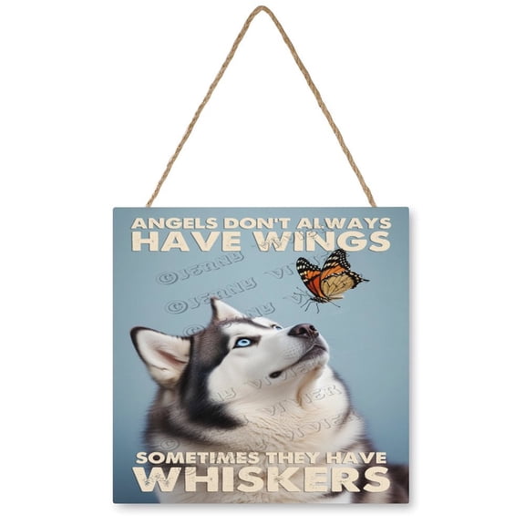 Husky Dog Hanging Wood Wall Decor - Funny Dog Sign for Home Decorating Wooden Decor Sign Office/Farmhouse Decor, Dog Lovers Gift 12x12 Inches