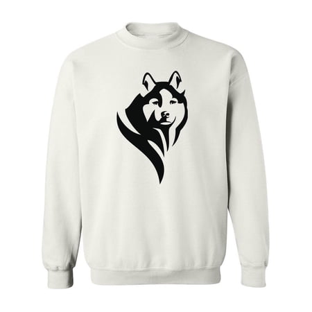 Husky Dog Head Black And White Sweatshirt Men -Image by Shutterstock, Male Small