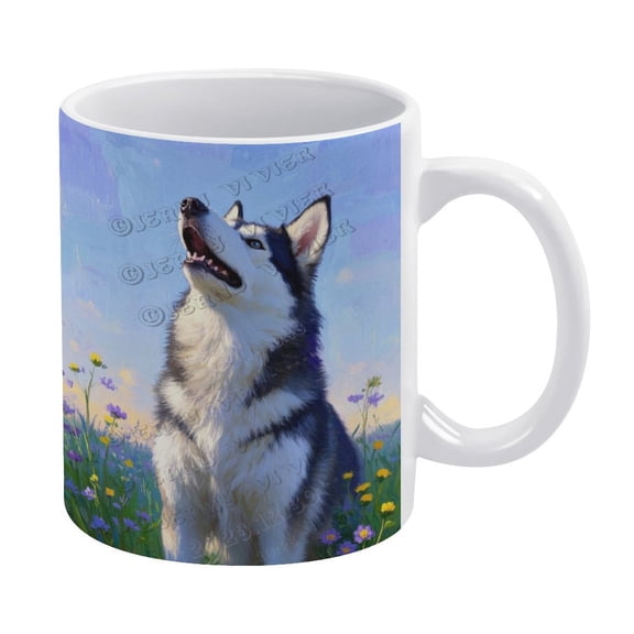 Husky Dog Mom Gift - 11 oz White Ceramic Coffee Mug for Proud Owners