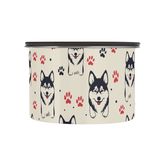 Husky Dog Paw Prints Airtight Coffee Bean Canister 17oz Food Storage Containers with Lids For Gournd, Tea, Sugar, Flour, Rice, Cereal, Candy Cookie Jar