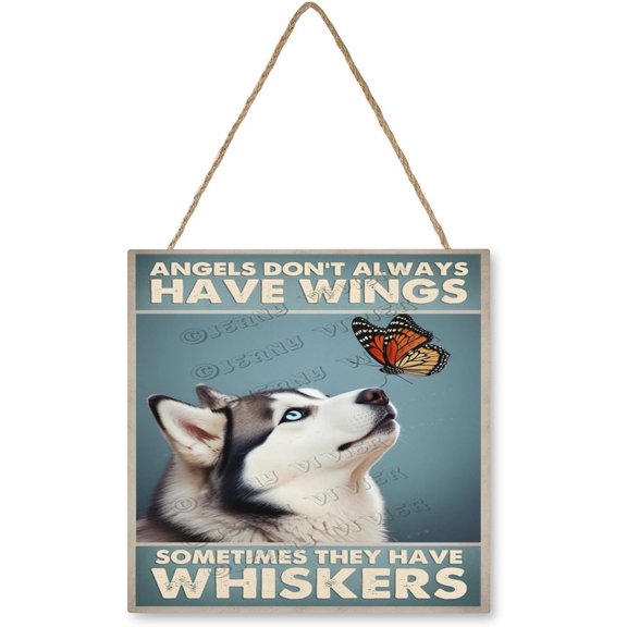 Husky Dog Pet Decor Signs, Decorative Wood Hanging Wood Plaque, Dog Room Door Hanger, Wall Decor Art, Farmhouse Decor for Dog Family, Home Hanging Decor Sign, 12x12 inches