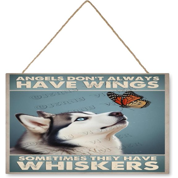 Husky Dog Pet Decor Signs, Decorative Wood Hanging Wood Plaque, Dog Room Door Hanger, Wall Decor Art, Farmhouse Decor for Dog Family, Home Hanging Decor Sign, 10x16 inches