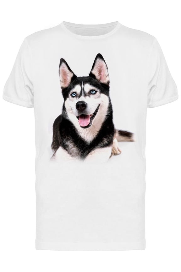 Husky Dog Possing For Photo T-Shirt Men -Image by Shutterstock Men T-Shirt, Male Large