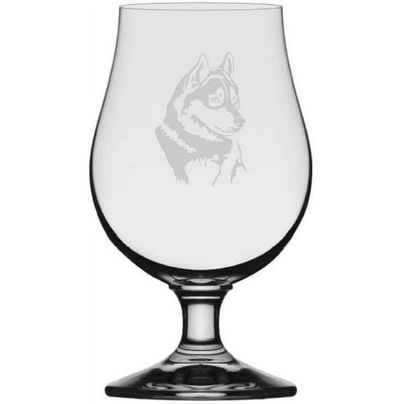 Husky Dog Themed Etched 13.25oz Iona Beer Glass