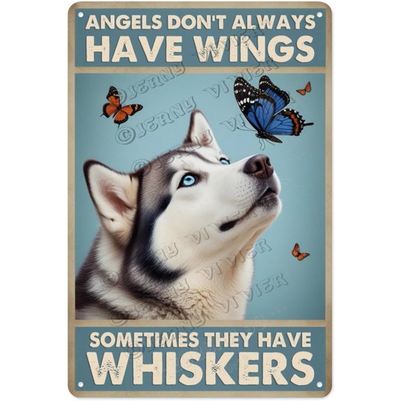 Husky Dog Vintage Aluminum Sign 8x12 Inches - Artistic Husky Decor, Ideal Gift for Pet Parents, Animal Hospitals, and Dog Training Schools