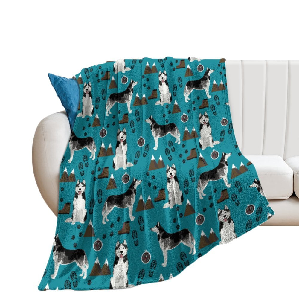 Husky Dogs Hiking (5) Blanket Plush Fuzzy Throw Blanket Warm Soft Fall
