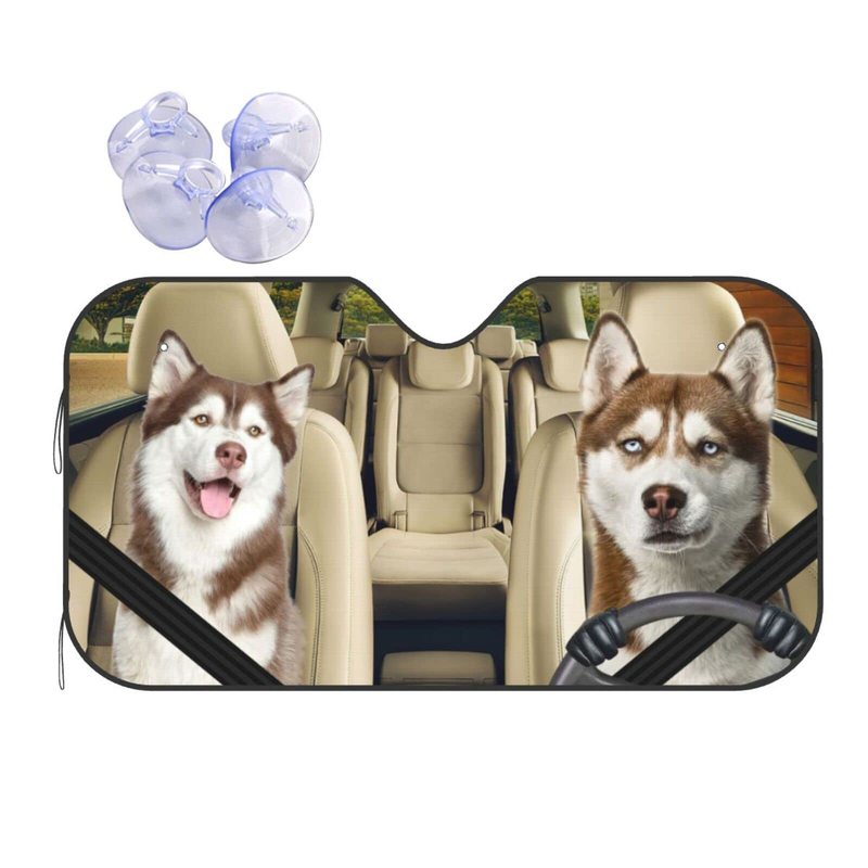 Husky Driver Design Cars Cover Universal Sun Shades Durable Anti UV Sunshade for Front