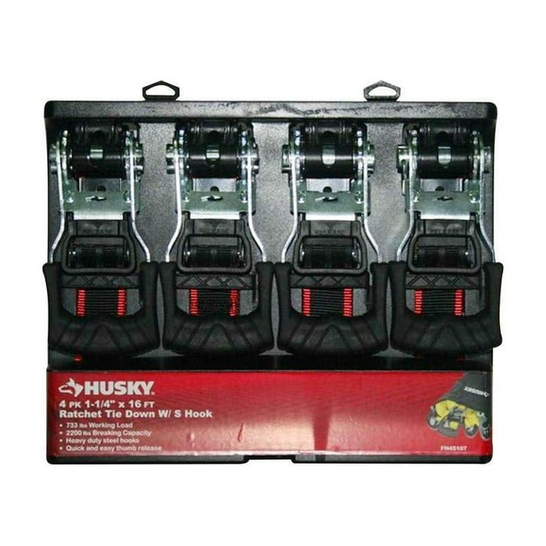 16 ft. x 1-1/4 in. Heavy-Duty Ratcheting 1000 lbs. Tie-Down Straps (2-Piece) 16 ft. x 1-1/4 in. Heavy-Duty Ratcheting 1000 lbs. Tie-Down Straps (2-Piece)
