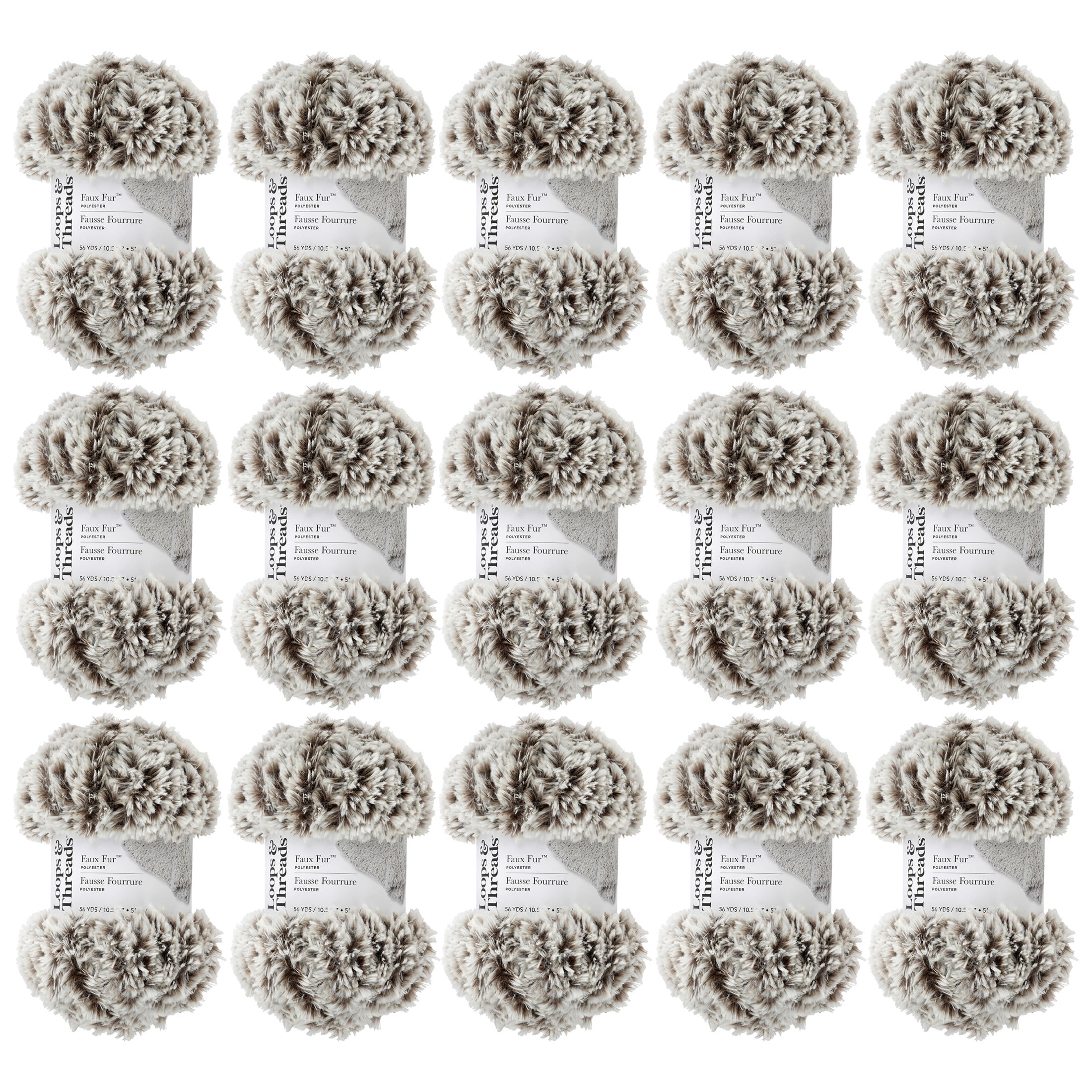 Loops & Threads Husky Faux Fur Yarn - Super Bulky Yarn for Knitting, Crochet, Weaving, Arts & Crafts, 15 Pack