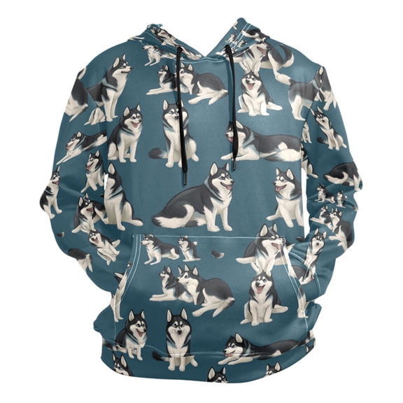 Husky Flat Vector Different Moves Men’s Hoodies Sweatshirt Fleece Jackets Long Sleeve Sweatshirts