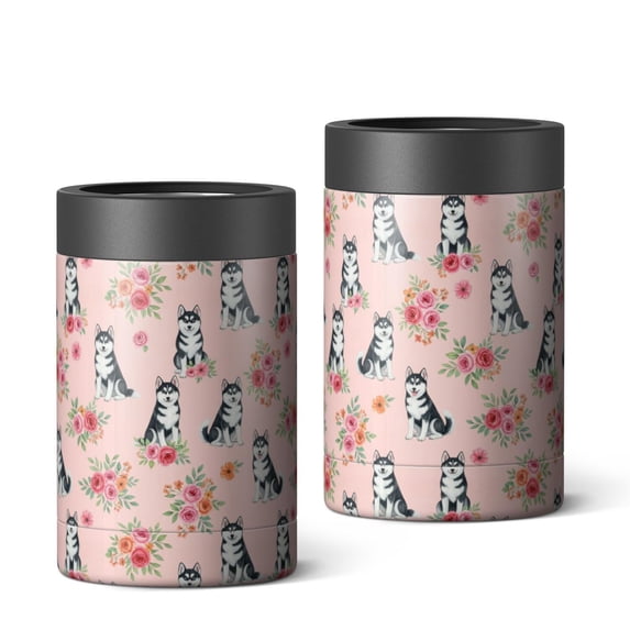 Husky and Floral Pink Pattern OneSize Can Cooler 1 Pack, Vacuum ...
