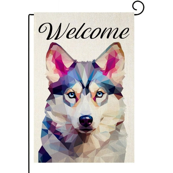 Husky Garden Flag Summer Flag Spring Autumn Welcome Yard Flag Dog Flags for Outside Double Sided Outdoor Front Porch Decor for Dog Lover