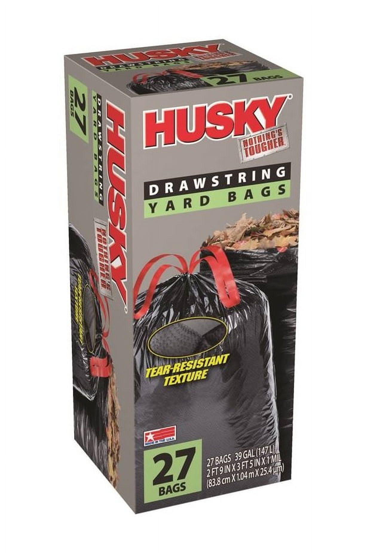 Husky HK39DSE27B Drawstring Compactor Yard Bags, 39 Gallon