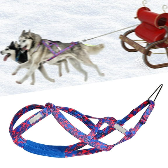 Husky Harness Running Harness Work Out for Medium Large Dogs Skijoring Professional Dog Pulling Harness Sled Harness , Rose Red M