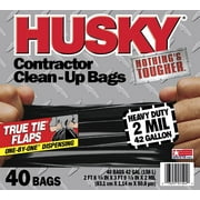 Husky Heavy Duty Contractor Bags, 42 Gallon, 40 Bags, 2 Mil