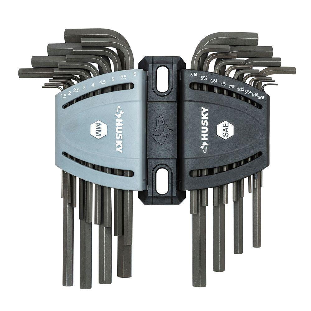 HyperTough 16 Piece Hex Key Set with 8 SAE and 8 Metric Sizes