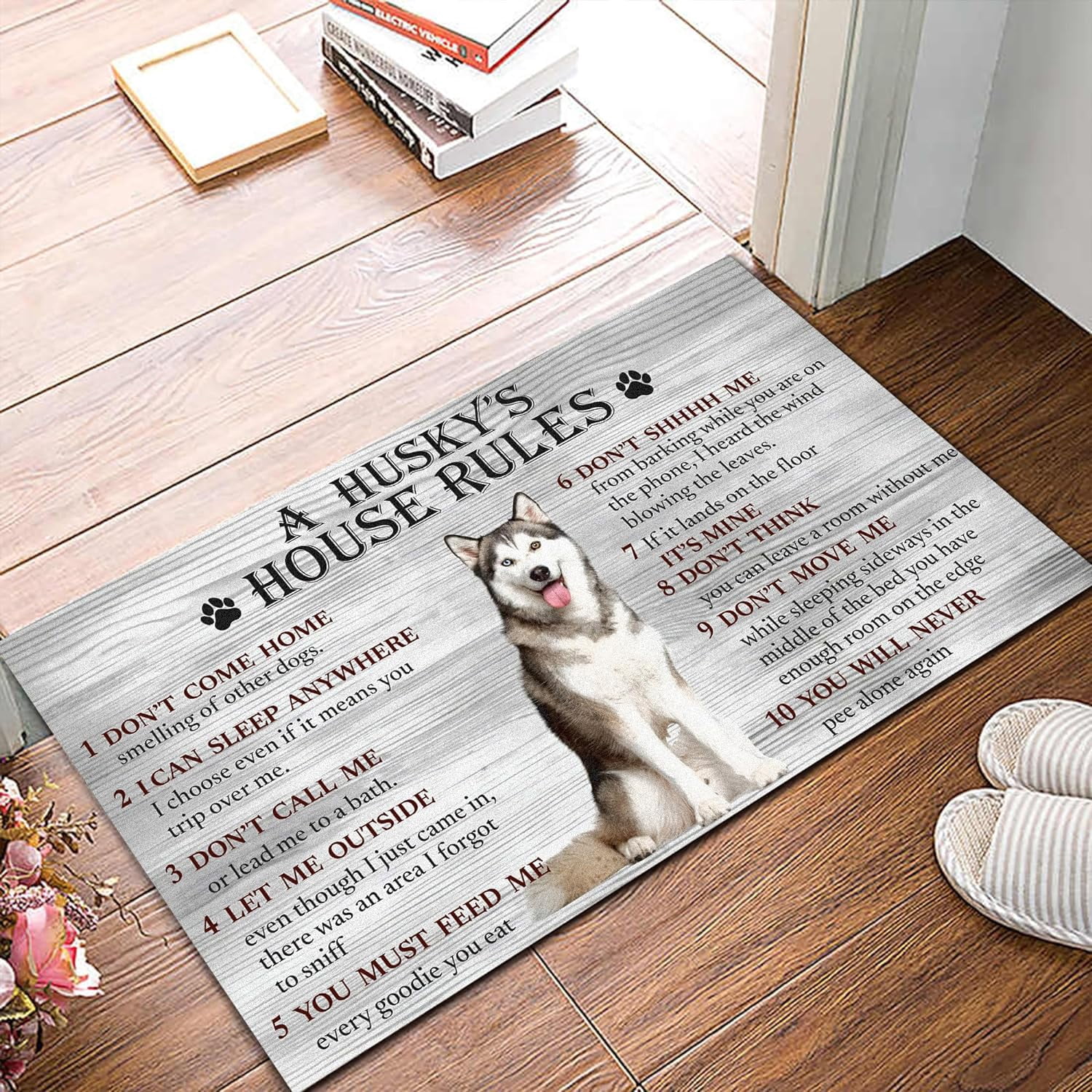 Husky House Rule Welcome Funny Doormat, Welcome Doormat,Home Decor Area ...