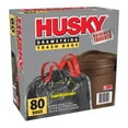 Husky Large Trash Bags, 30 Gallon, 80 Black Bags (Unscented, Tear