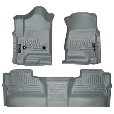 Husky Front & 2Nd Seat Floor Fits 14-18 Silverado/Sierra Crew Cab