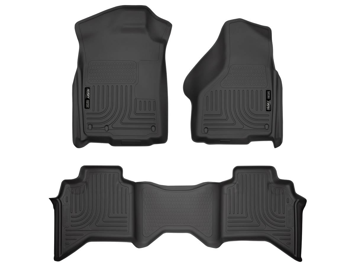 Husky Liners 98031 Weatherbeater Floor Mats Fit 2002-2008 Dodge Ram 1500, 2003-2009 Ram 2500/3500 Quad Cab w/w/o Manual Transfer Case Shifter - Front/2nd Seat - Black