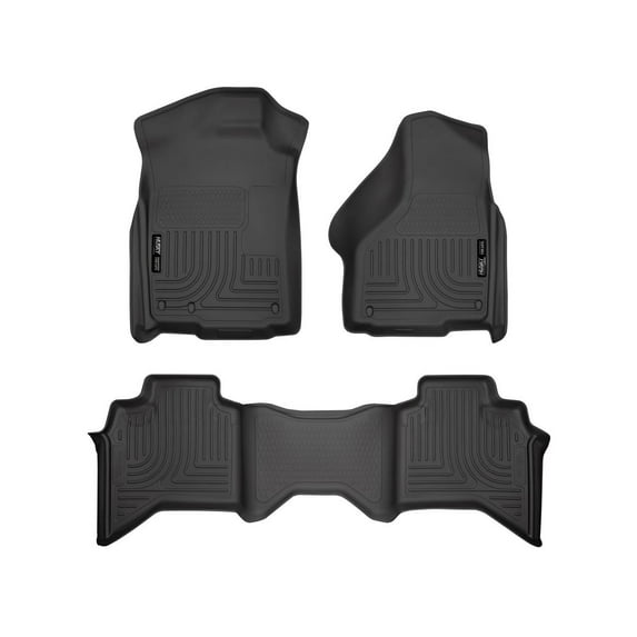 Husky Liners 98031 Weatherbeater Floor Mats Fit 2002-2008 Dodge Ram 1500, 2003-2009 Ram 2500/3500 Quad Cab w/w/o Manual Transfer Case Shifter - Front/2nd Seat - Black