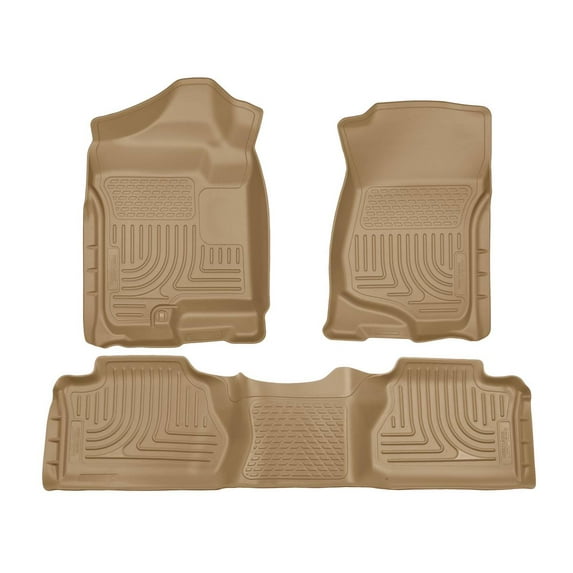 Husky Liners 98213 Weatherbeater Floor Mats Fit 2007-2013 Chevy Silverado/GMC Sierra 1500/2500/3500 Extended Cab - Front/2nd Seat - Tan