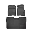 thumbnail image 1 of Husky Liners 98331 Weatherbeater Floor Mats Fit 2009-2014 Ford F-150 SuperCrew w/o Manual Transfer Case Shifter - Front/2nd Seat - Black, 1 of 13