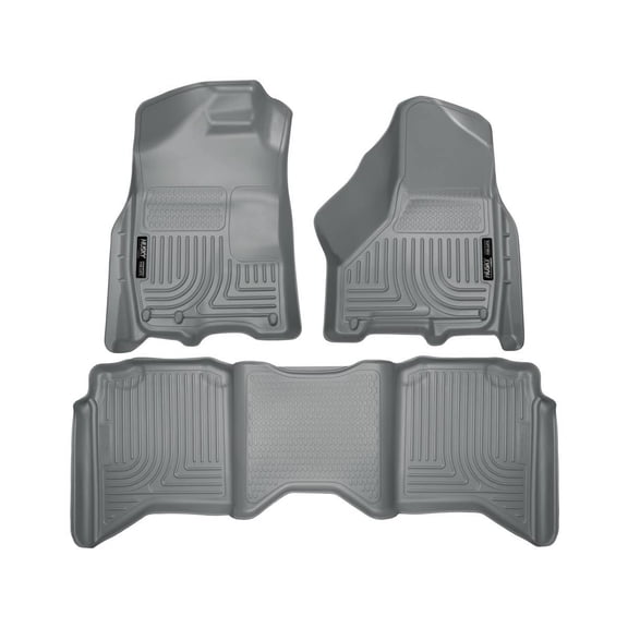 Husky Liners 99002 Weatherbeater Floor Mats Fit 2009-2024 Dodge Ram 1500/2500/3500/Ram Truck 1500/2500/3500 Classic Crew Cab (w/ Single/Dual Floor Mat Hooks) - Front/2nd Seat - Grey