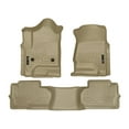 thumbnail image 1 of Husky Liners 98243 Weatherbeater Floor Mats Fit 2014-2019 Chevy Silverado/GMC Sierra 1500/2500/3500 Double Cab - Front/2nd Seat - Tan, 1 of 13
