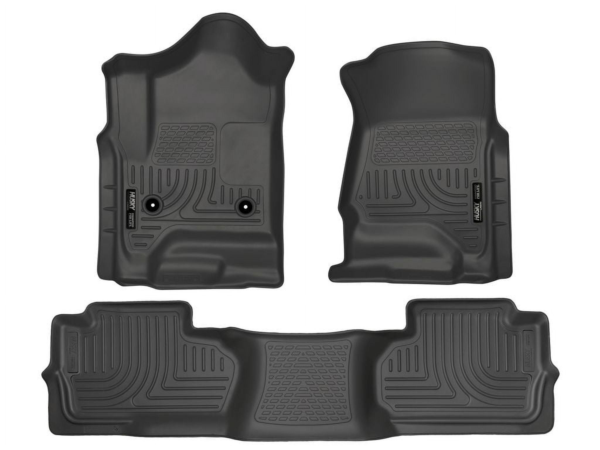 Husky Liners by RealTruck Weatherbeater Floor Mats Fits 2014-2019 Chevrolet Silverado & GMC Sierra 1500 (19 LD Only); 15-19 Slvrd/Sra 2500/3500 Dbl Cab (Footwell Cvg) Front & 2nd Row, 3-pc Black