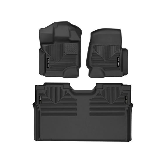 Husky Liners 94041 Weatherbeater Floor Mats Fit 2015-2025 Ford F-150 SuperCrew/Lightning w/ Carpet/Vinyl Flooring w/o Flat-Fold Storage Front/2nd Row Liners 3pc Black