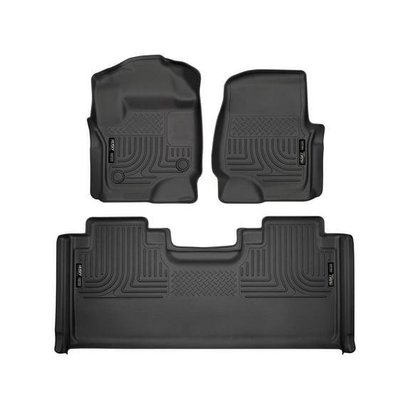 Husky Liners 94071 Weatherbeater Floor Mats Fit 2017-2025 Ford F-250/F-350 SuperCab w/ Carpet Flooring Front/2nd Row Liners 3pc Black