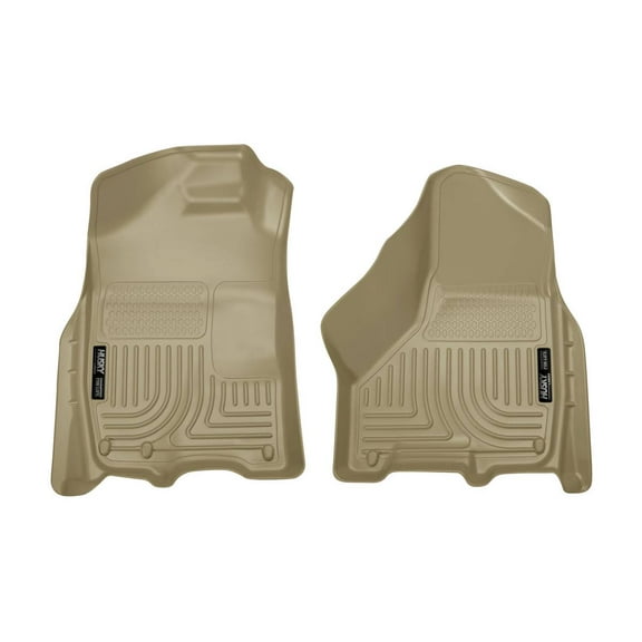 Husky Liners 18003 Weatherbeater Floor Mats Fit 2009-2024 Ram 1500/2500/3500/Ram 1500 Classic Crew/Mega Cab Front Row Liners 2pc Tan