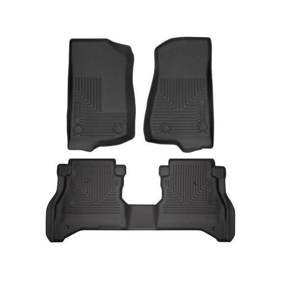 Husky Liners 93681 Weatherbeater Floor Mats Fit 2020-2024 Jeep Gladiator Front/2nd Row Liners 3pc Black