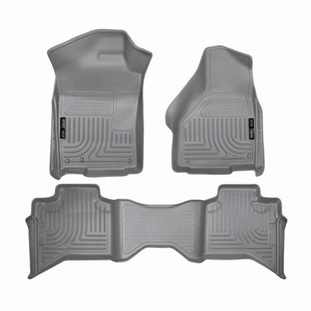 Husky Liners Weatherbeater Series Front & 2nd Seat Floor Liners 99012 Grey Fits select: 2013-2018 RAM 1500, 2009-2012 DODGE RAM 1500